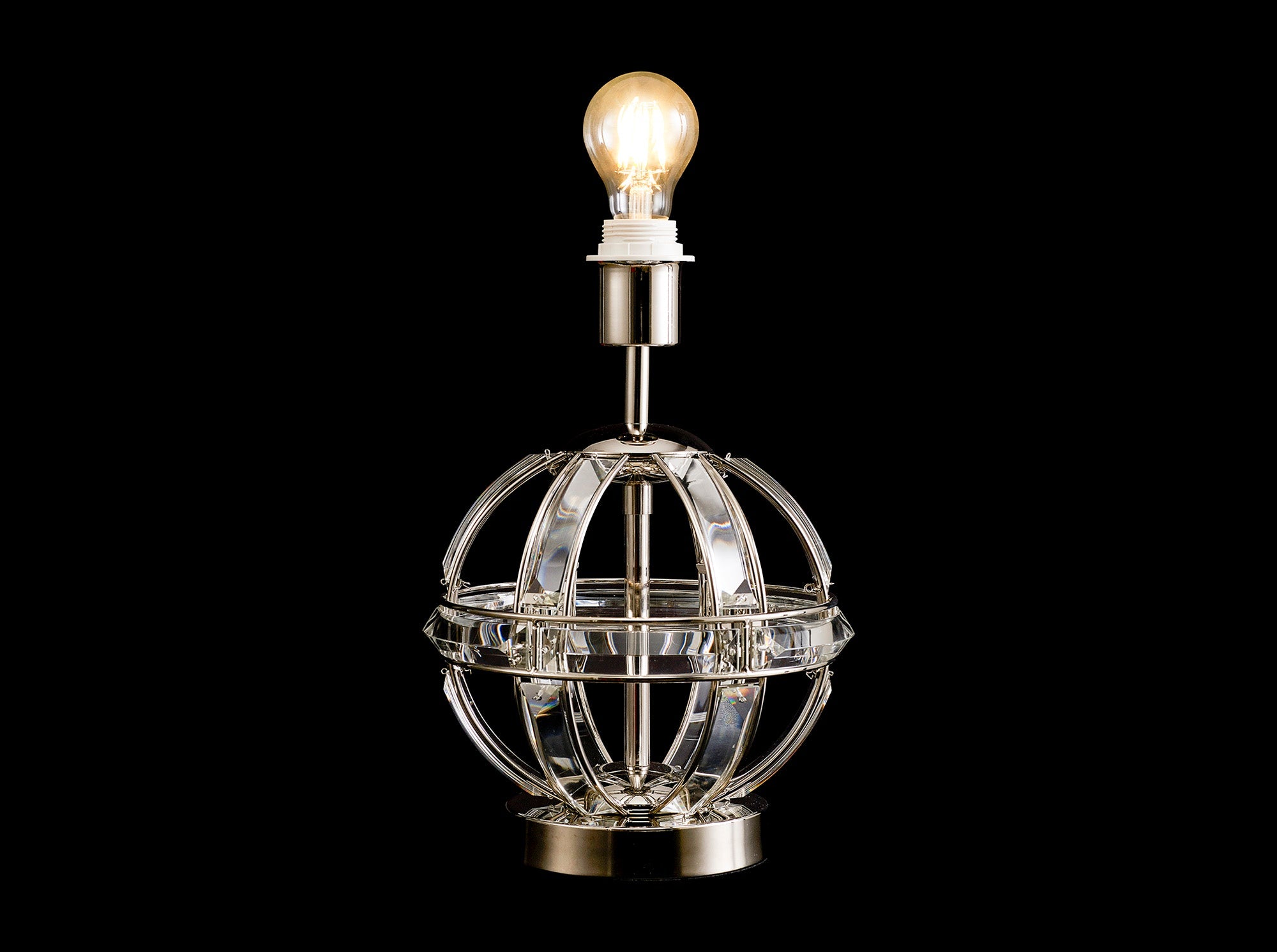 Hound Round Table Lamp, 1 Light E27, Polished Nickel