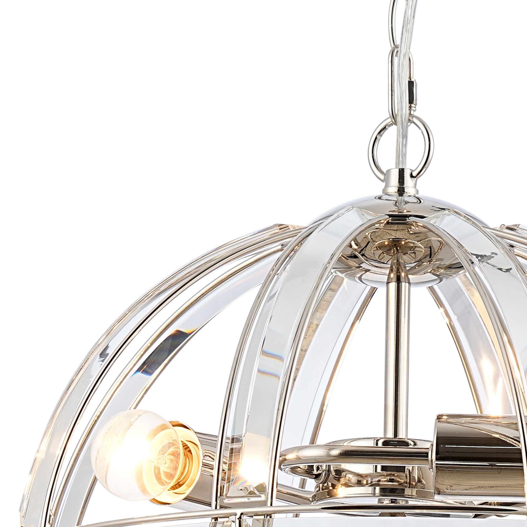 Hound Small/Medium Dome Centre Ceiling Light, 2 Light E27, Polished Nickel