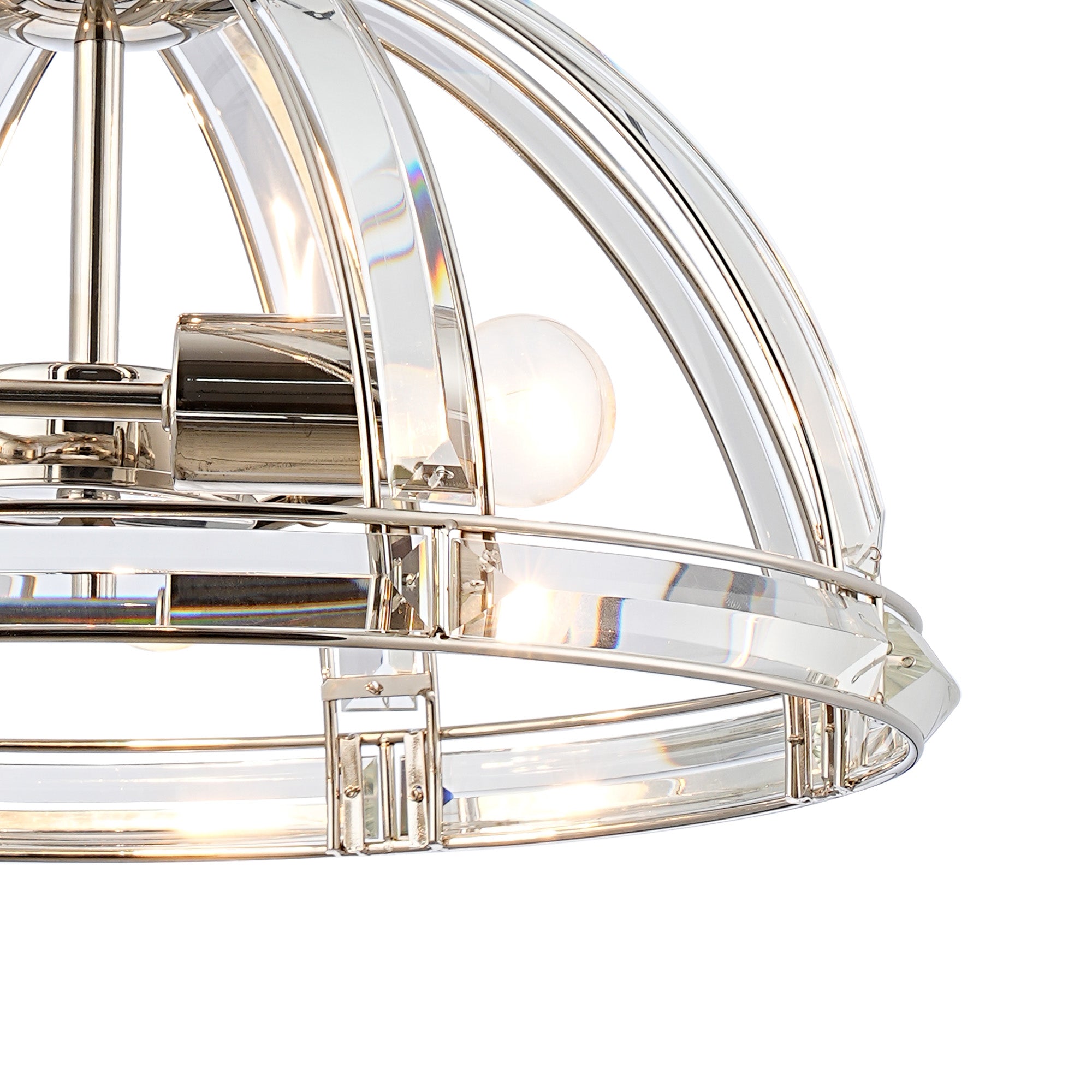 Hound Small/Medium Dome Centre Ceiling Light, 2 Light E27, Polished Nickel