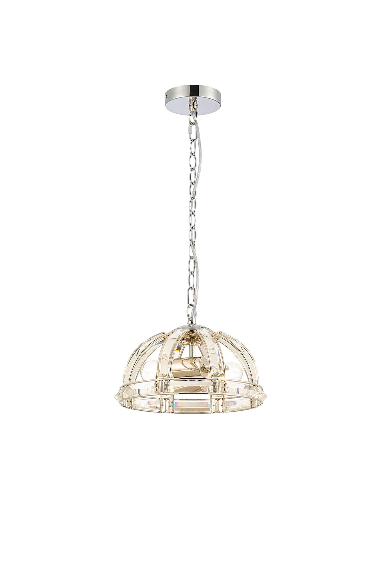 Hound Small/Medium Dome Centre Ceiling Light, 2 Light E27, Polished Nickel