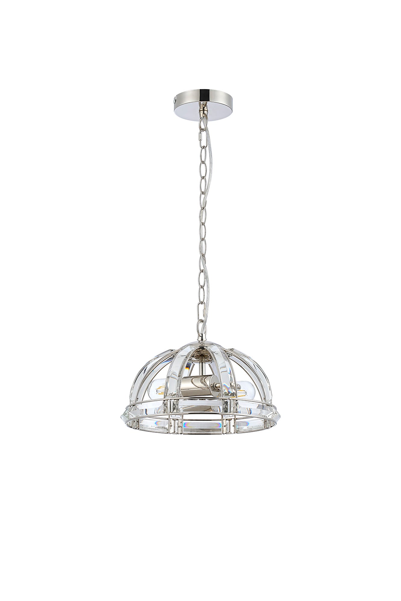 Hound Small/Medium Dome Centre Ceiling Light, 2 Light E27, Polished Nickel