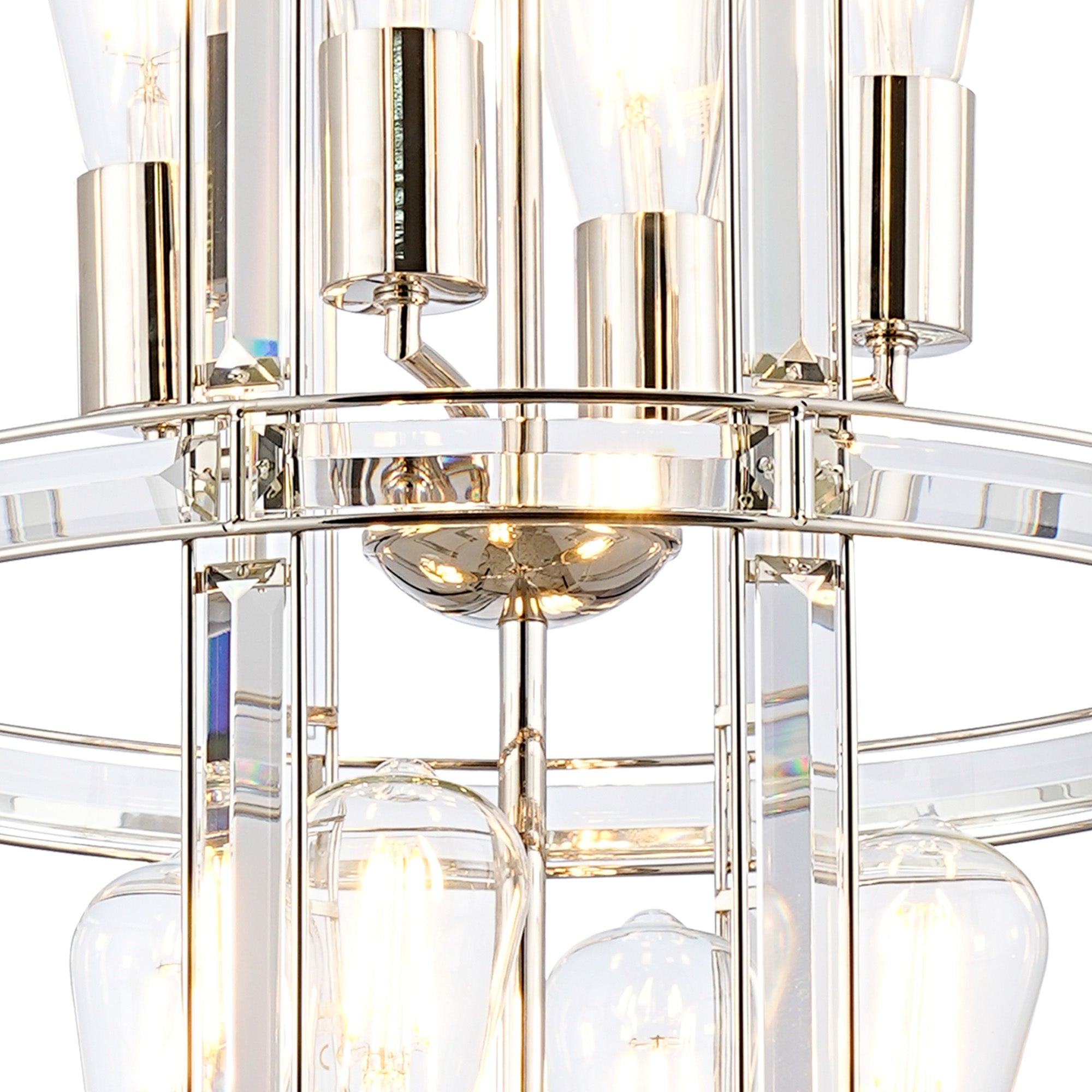 Hound Small/Medium Round Column Centre Ceiling Light, 6 Light E27, Polished Nickel