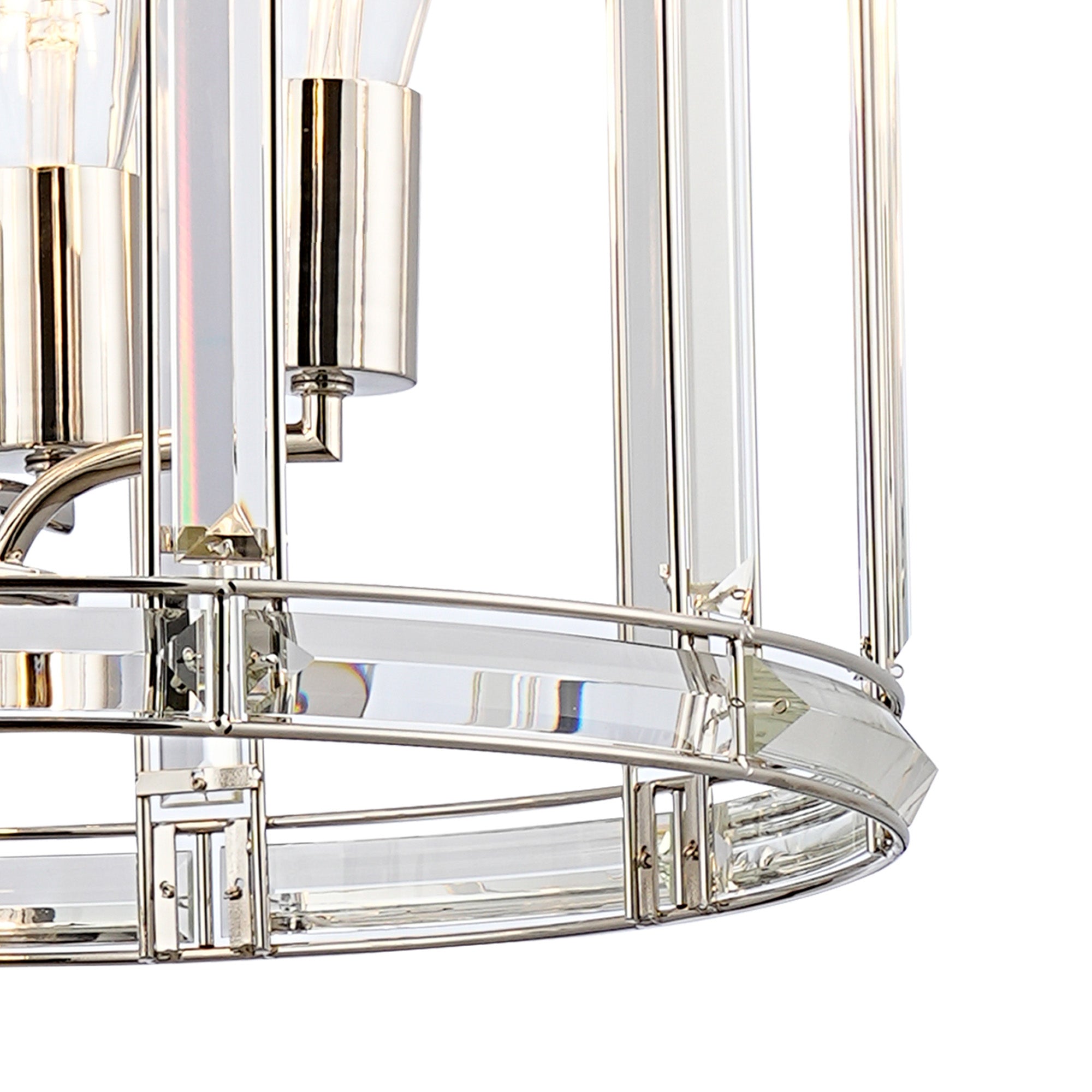 Hound Small/Medium Round Column Centre Ceiling Light, 6 Light E27, Polished Nickel