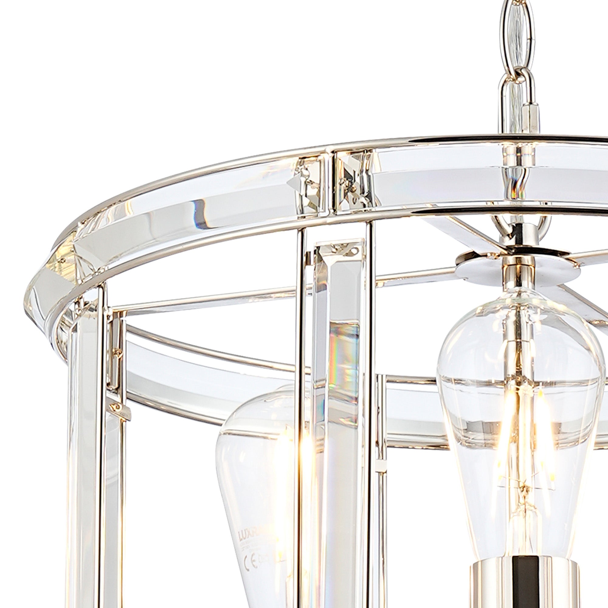 Hound Small/Medium Round Column Centre Ceiling Light, 6 Light E27, Polished Nickel