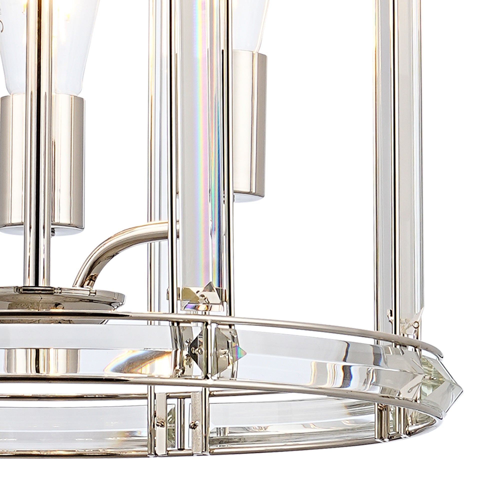 Hound Small/Medium Round Column Centre Ceiling Light, 6 Light E27, Polished Nickel