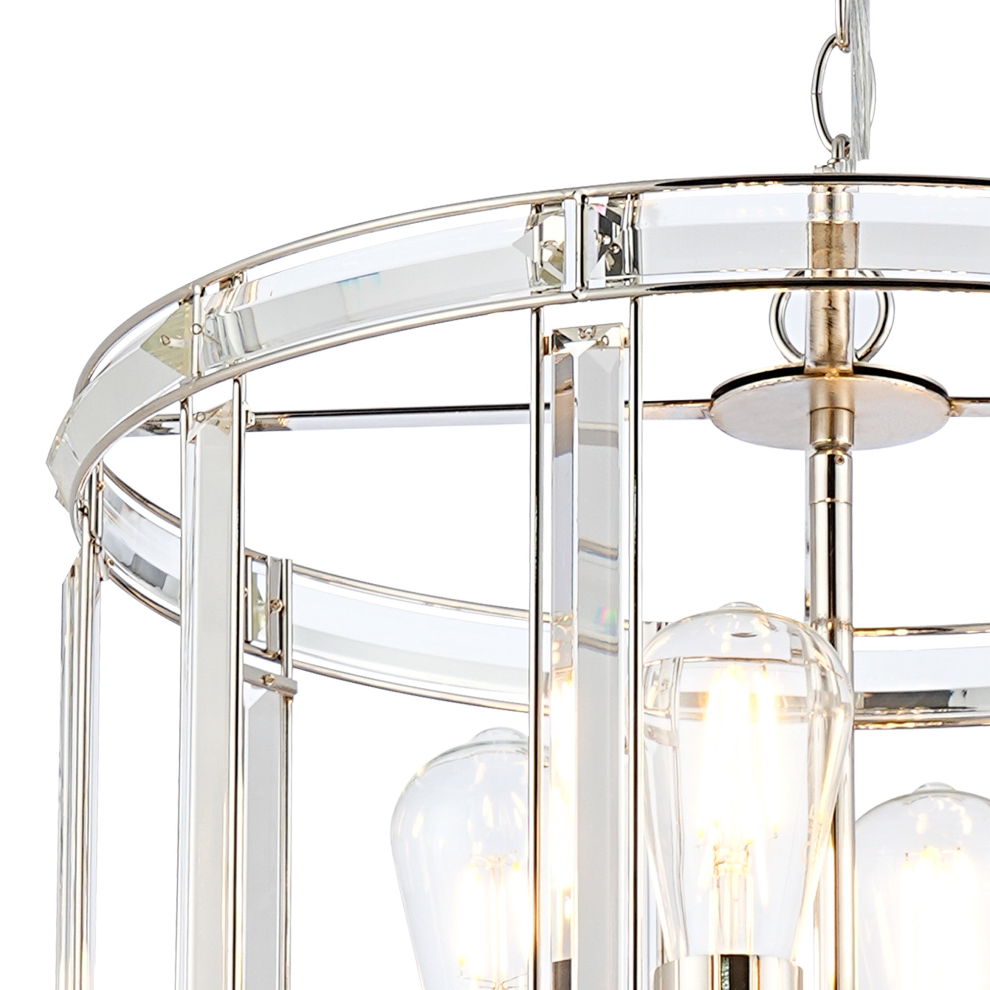 Hound Small/Medium Round Column Centre Ceiling Light, 6 Light E27, Polished Nickel