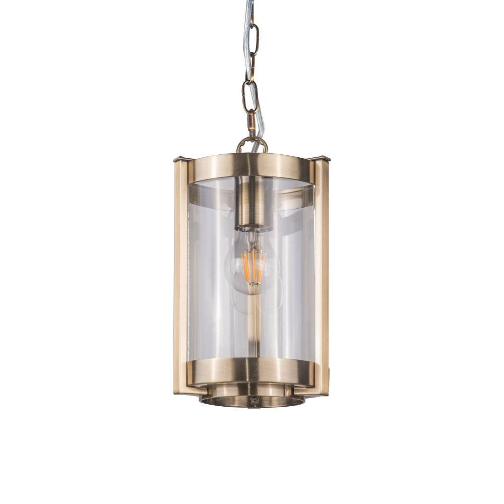 Hudson Single Pendant Light- Antique Brass/ Satin Chrome