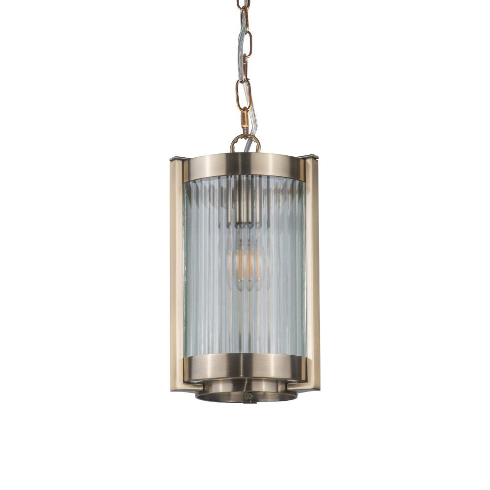 Hudson Single Pendant Light- Antique Brass/ Satin Chrome