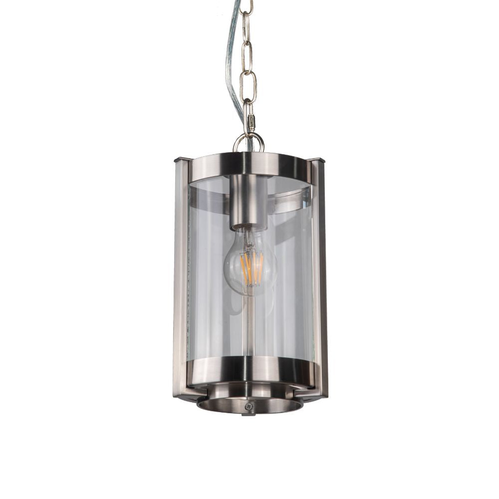 Hudson Single Pendant Light- Antique Brass/ Satin Chrome