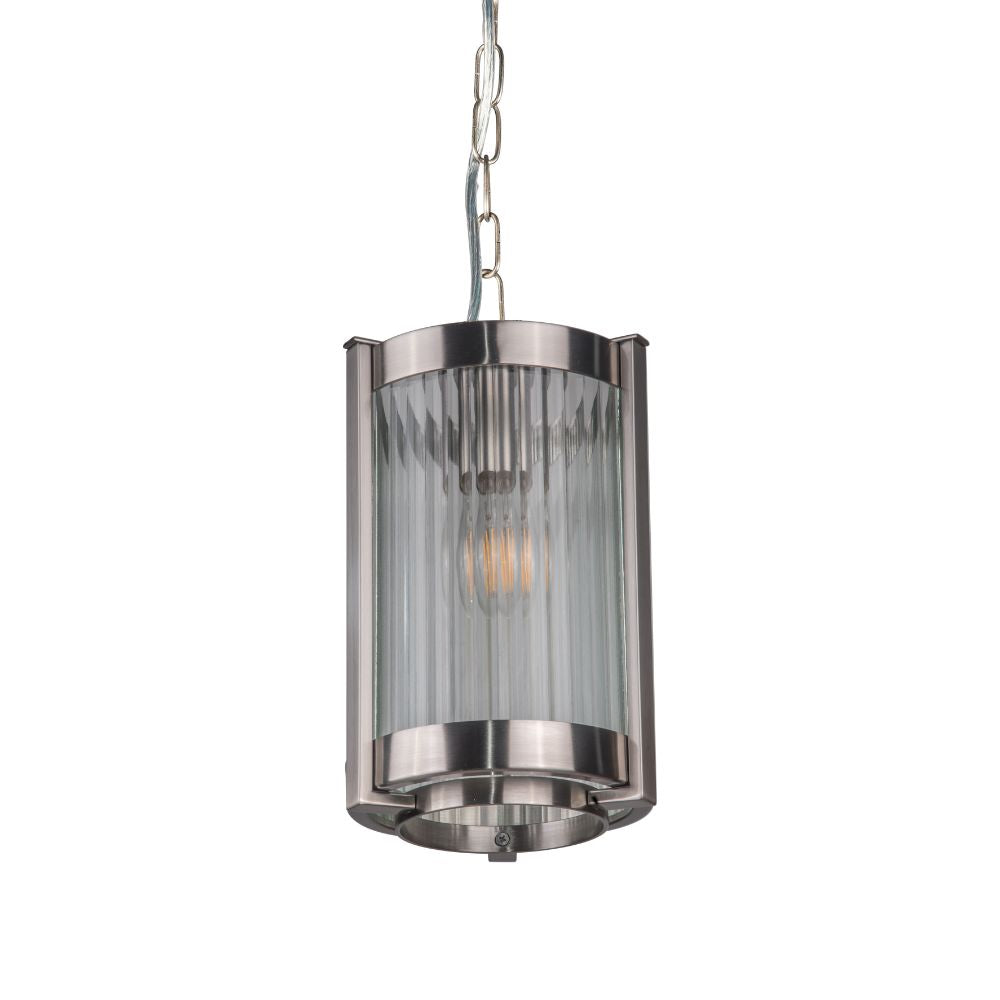 Hudson Single Pendant Light- Antique Brass/ Satin Chrome