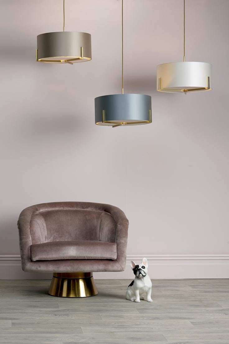 Huxley 3 Light Pendant Satin Gold/Satin Chrome With Bespoke Shade E27