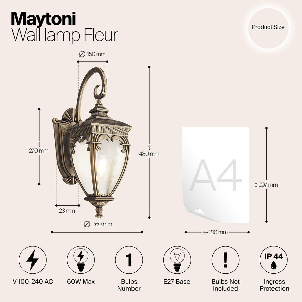 Fleur Wall Light - Black / Antique Bronze