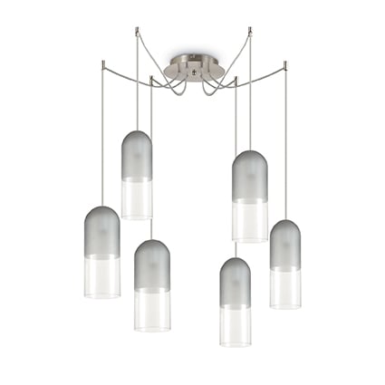 Ideal Lux Grigio Mild SP6 Cluster Ceiling Light - Grey Finish