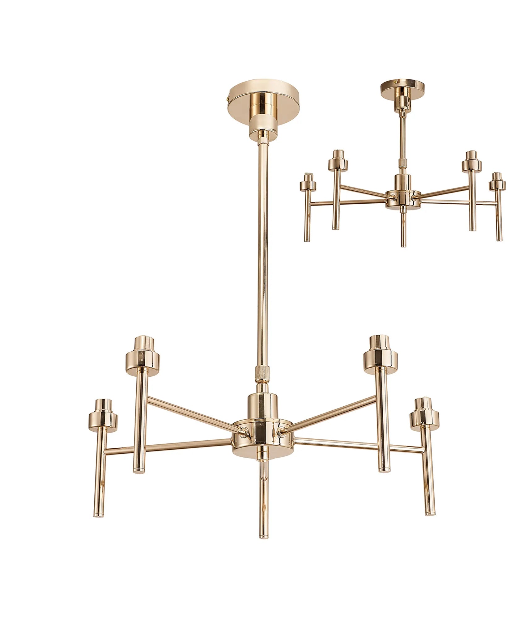 Cassis 5Lt Chandelier - French Gold & Gold Shades