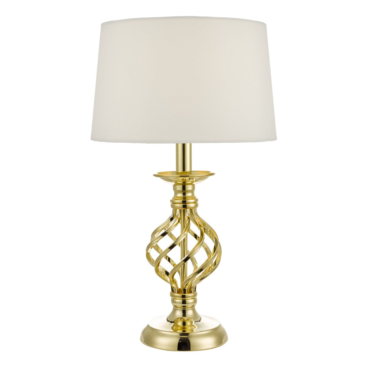Iffley Touch Table Lamp Gold/Polished Chrome Cage Twist Base With Shade E14