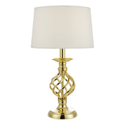 Iffley Touch Table Lamp Gold/Polished Chrome Cage Twist Base With Shade E14