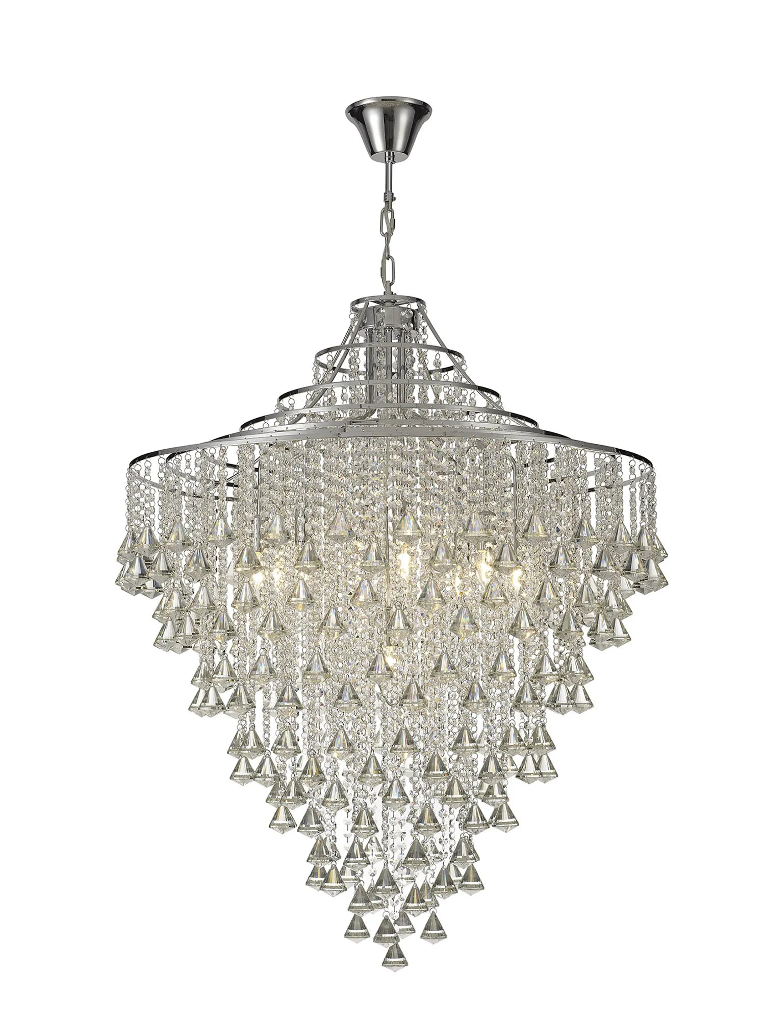 Inina Pendant 9 Light E14 Polished Chrome / French Chrome & Crystal