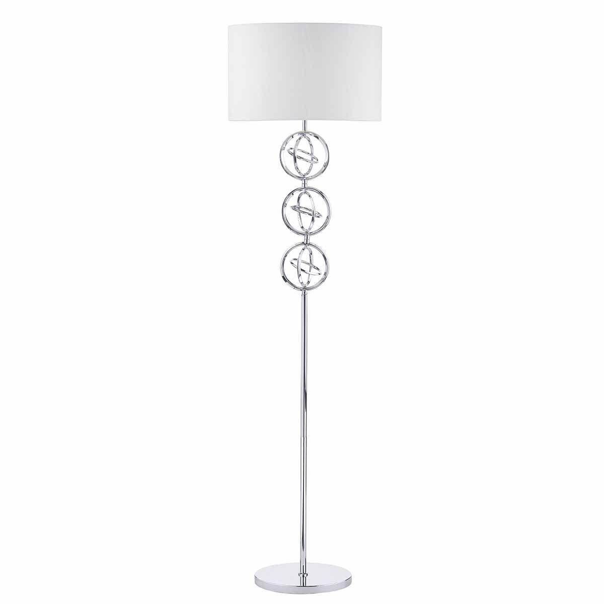 Dar  Innsbruck Floor Lamp Polished Chrome c/w Ivory Shade - Cusack Lighting