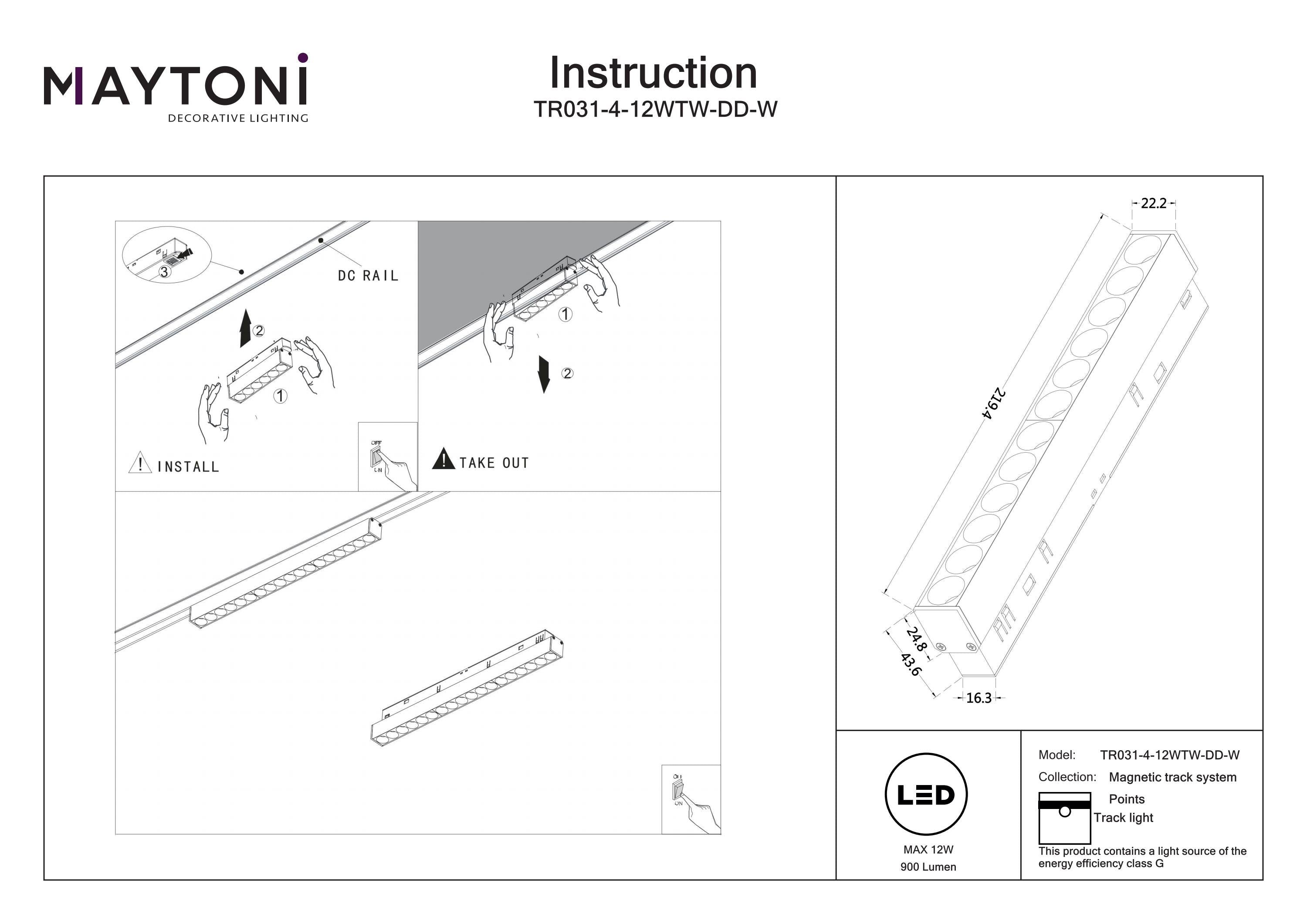 Track luminaire Points Exility 2700-6000K 36° Dim Dali1