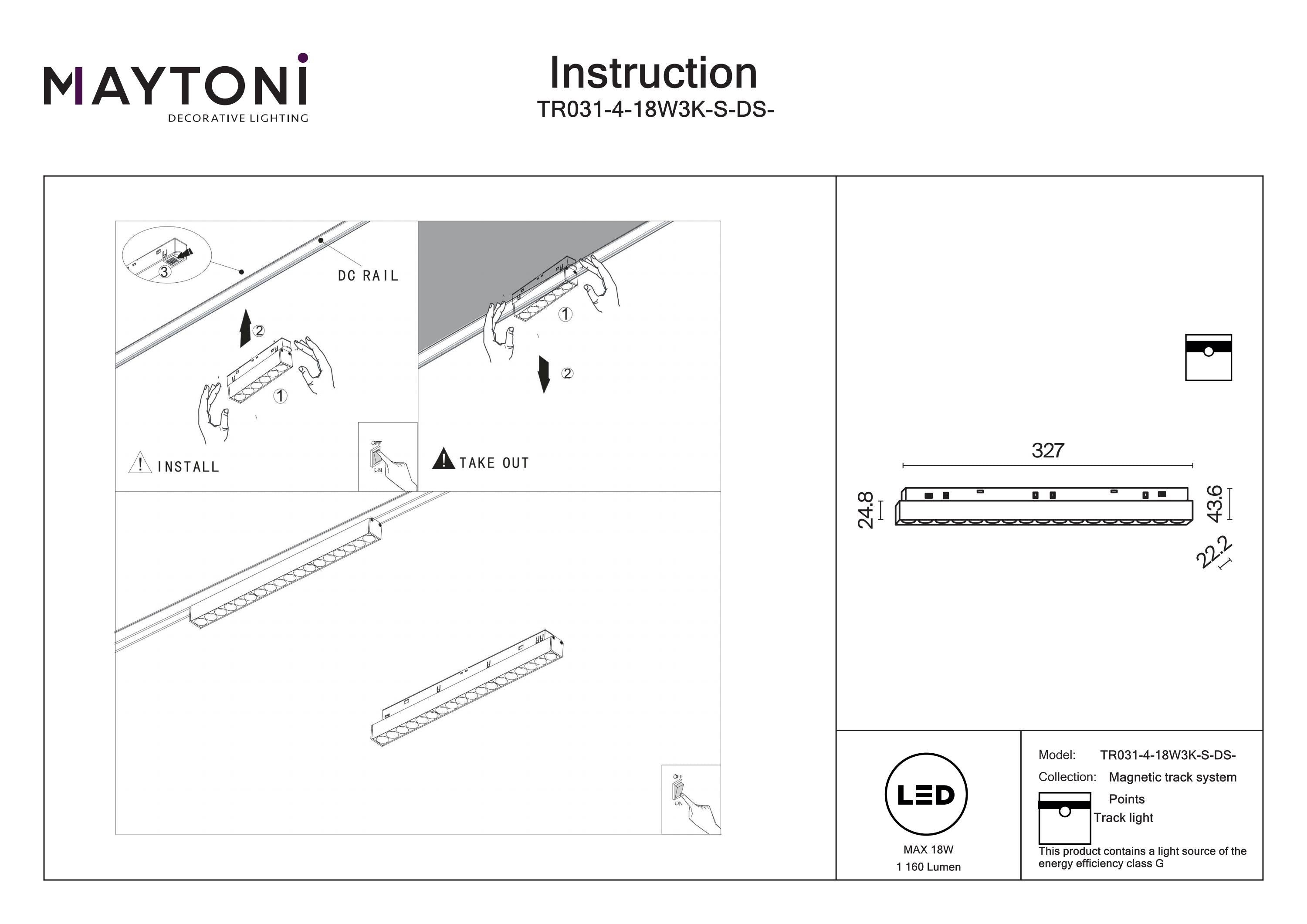 Track luminaire Points Exility 2700-6000K 36° Dim Smart
