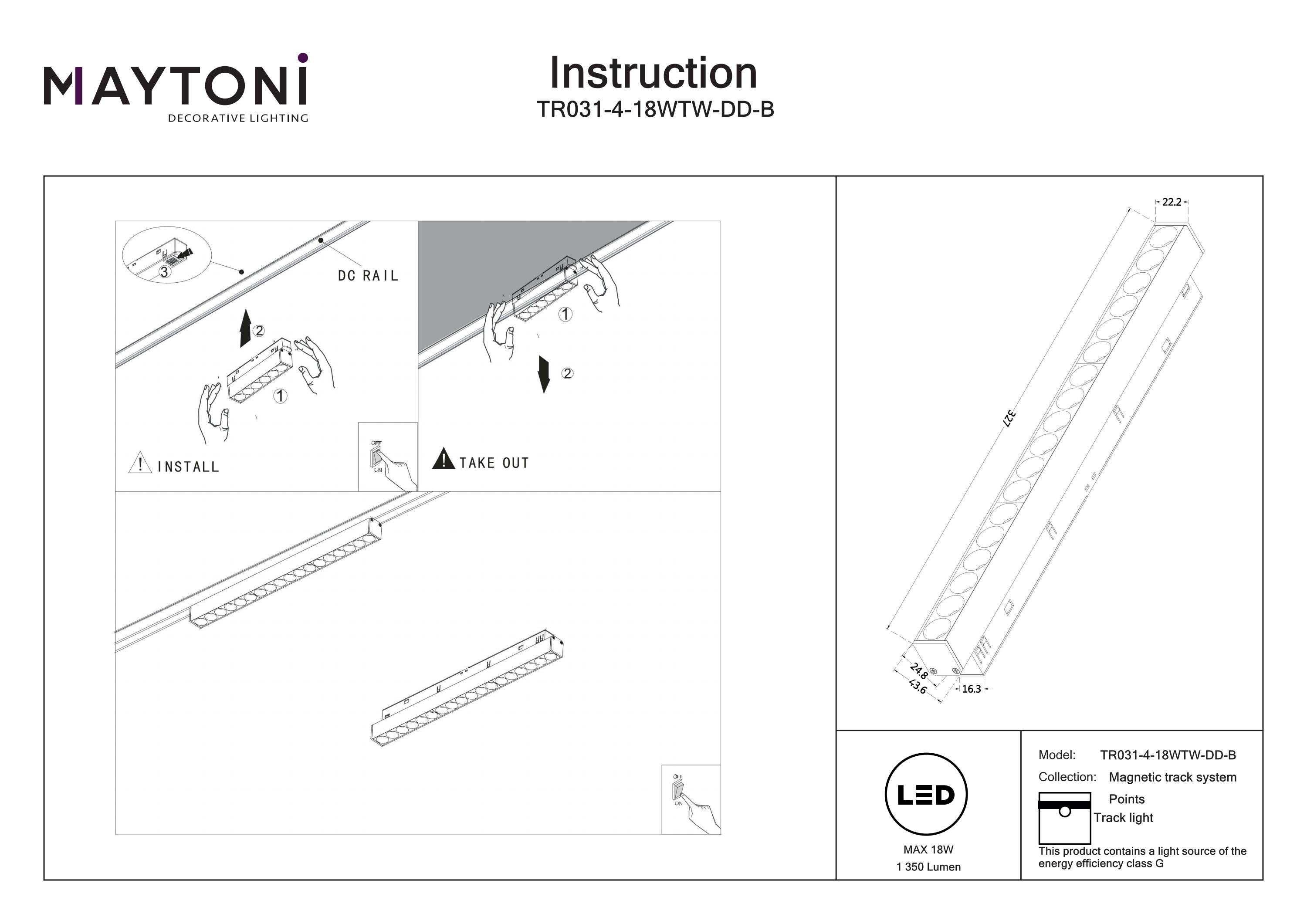 Track luminaire Points Exility 2700-6000K 36° Dim Dali1
