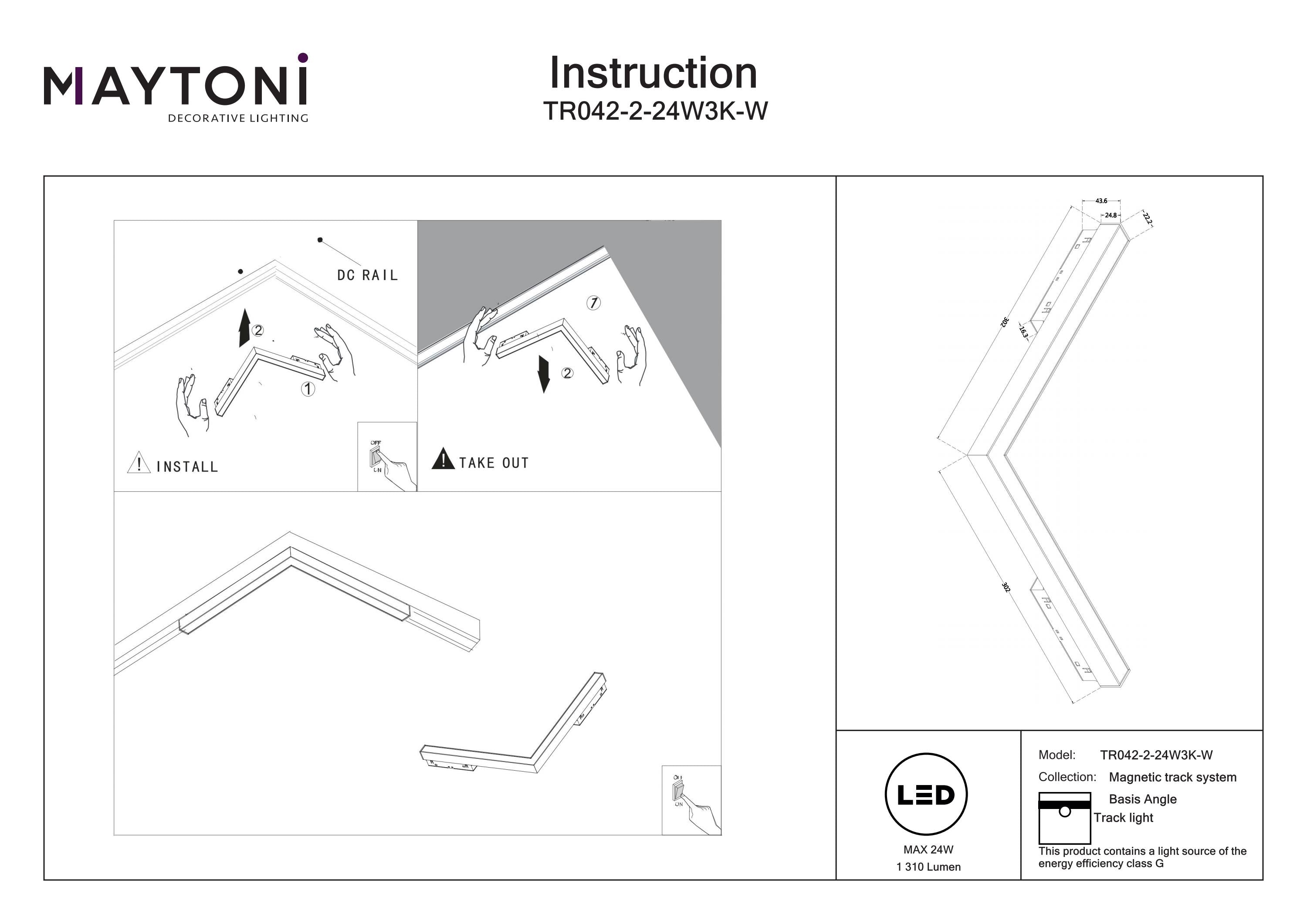 Track N luminaire Basis Exility 24W 120°