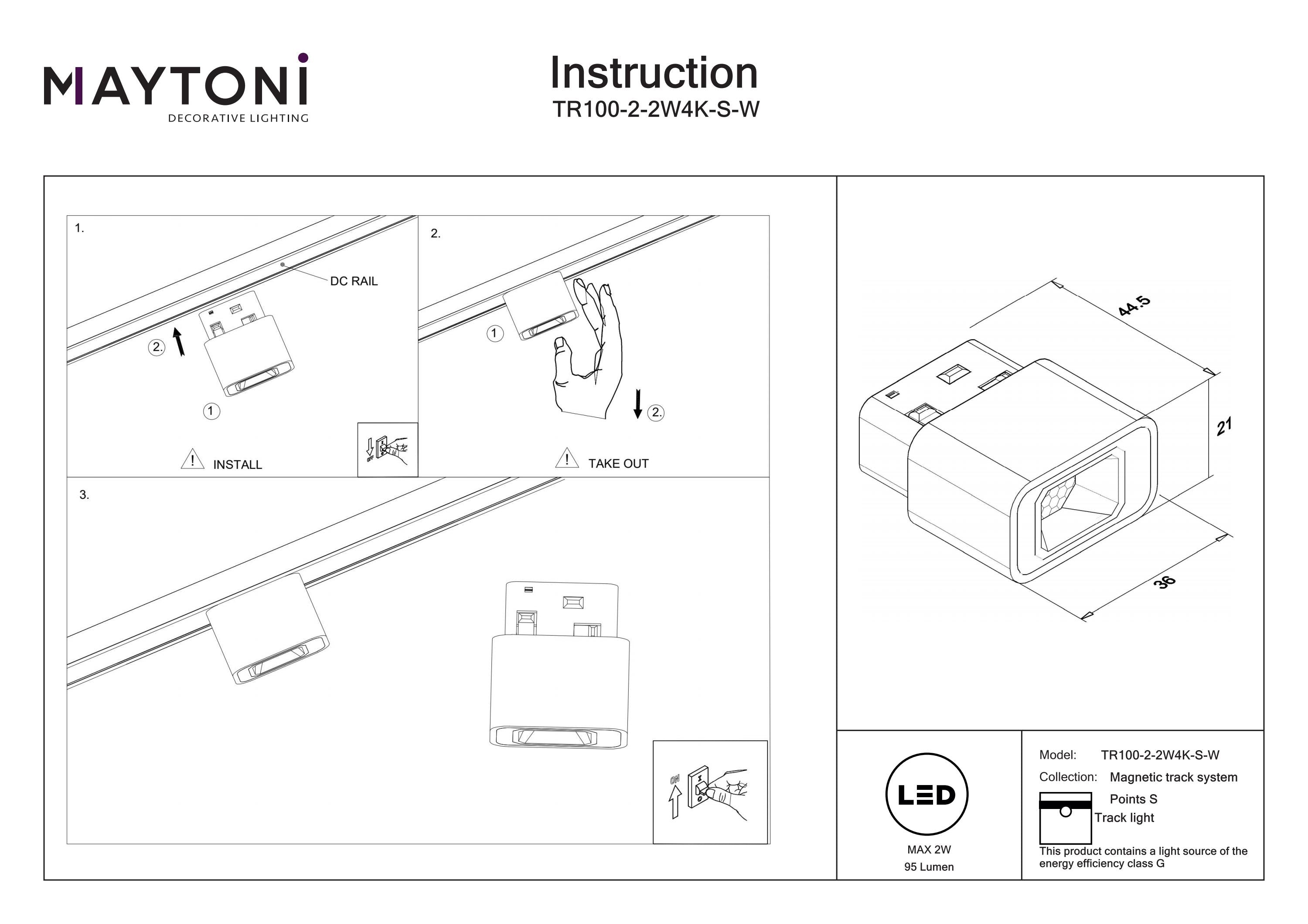 Track luminaire Points S Exility 2W 24°