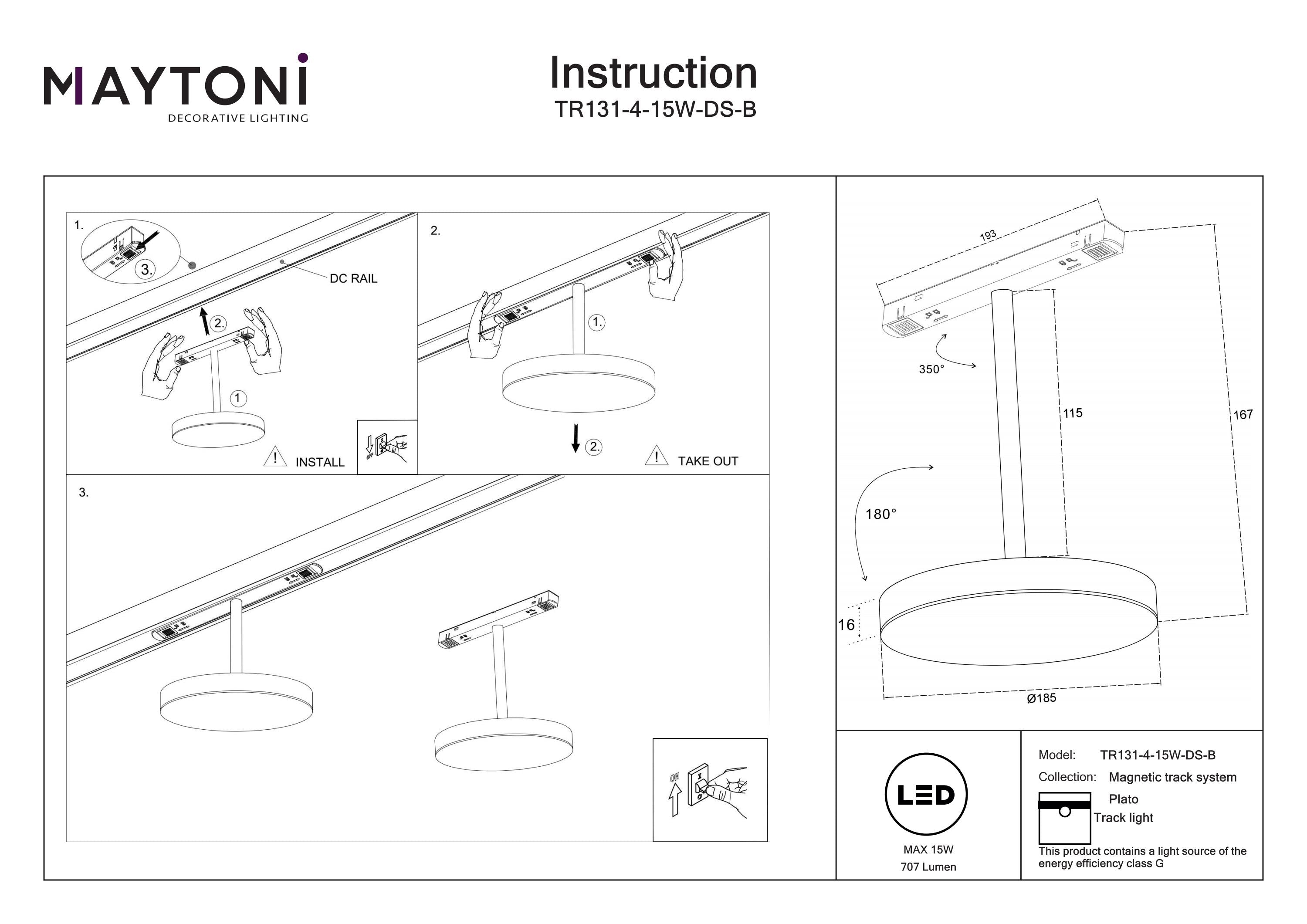 Track luminaire Plato Exility 2700-6000K 15W 120° Dim Smart