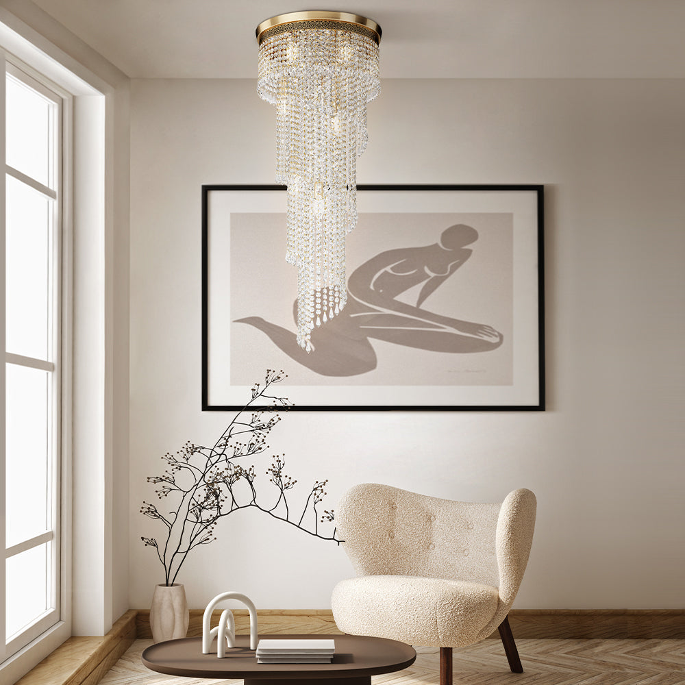 Cascade 7/12Lt Crystal Flush Ceiling Light