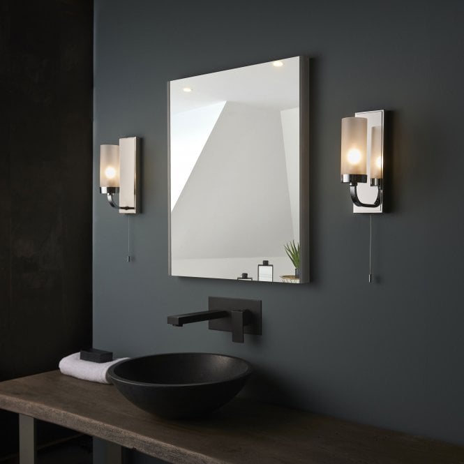 Maldives 1Lt Bathroom Wall Lights IP44 - Chrome & Frosted