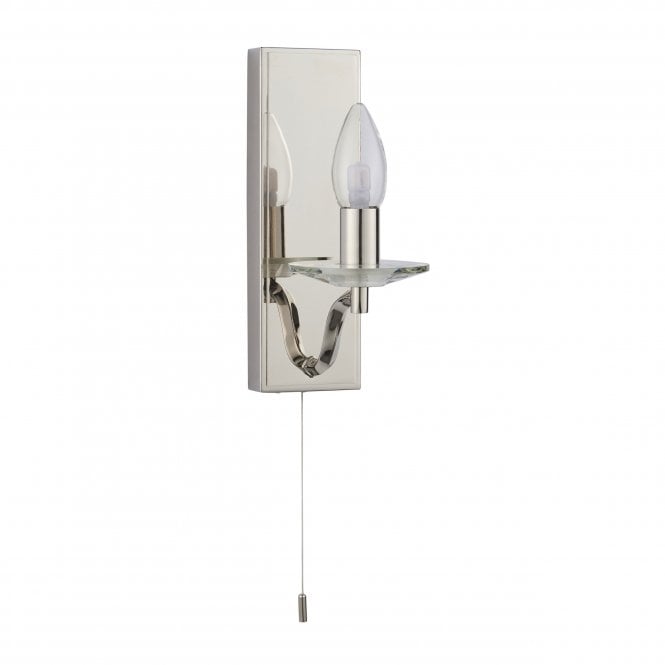 Vigil 1Lt Bathroom Wall Light IP44 - Polished Nickel & Crystal