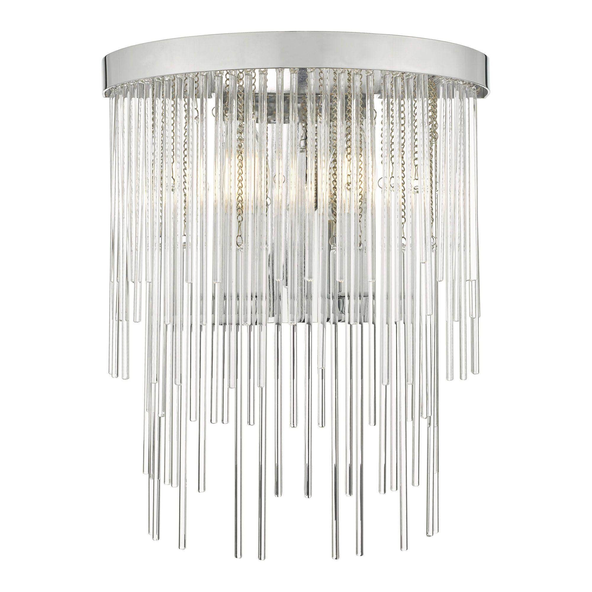 Dar Isla 2 Light Wall Light Polished Chrome And Clear Glass - Cusack Lighting