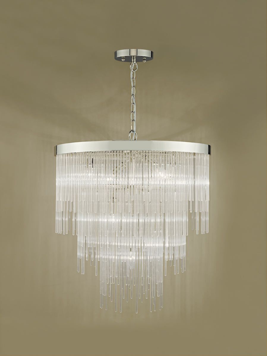 Isla 7lt Pendant Polished Chrome & Clear Glass Rods
