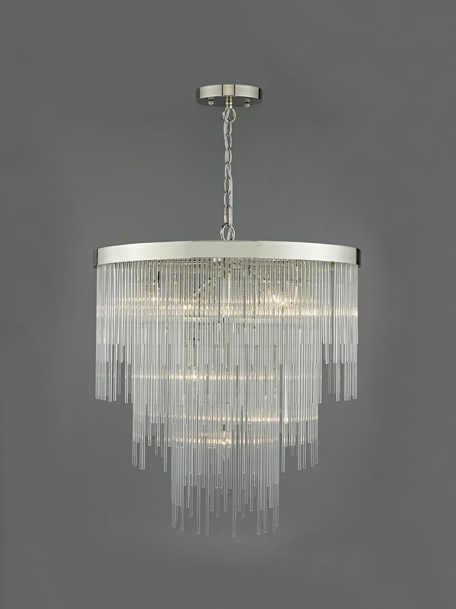 Isla 7lt Pendant Polished Chrome & Clear Glass Rods
