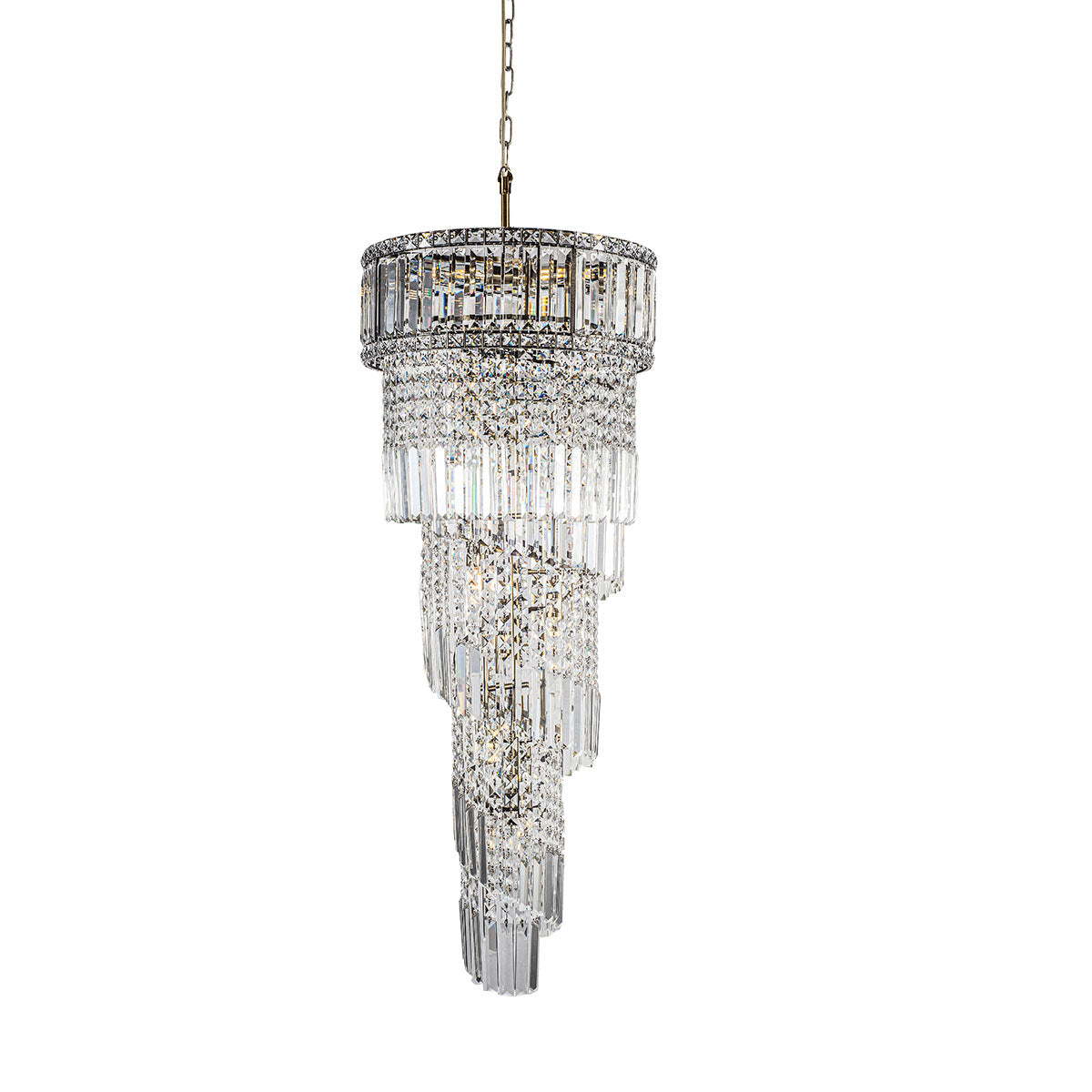 Elizabeth 13/21Lt Crystal Pendant - Antique Brass/Polished Chrome