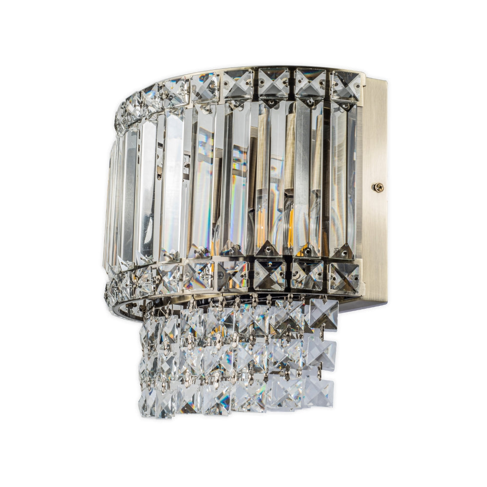 Elizabeth 3 Light Wall Light Antique Brass/Polished Chrome with Crystal