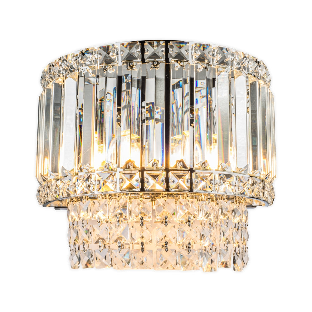 Elizabeth 3 Light Wall Light Antique Brass/Polished Chrome with Crystal