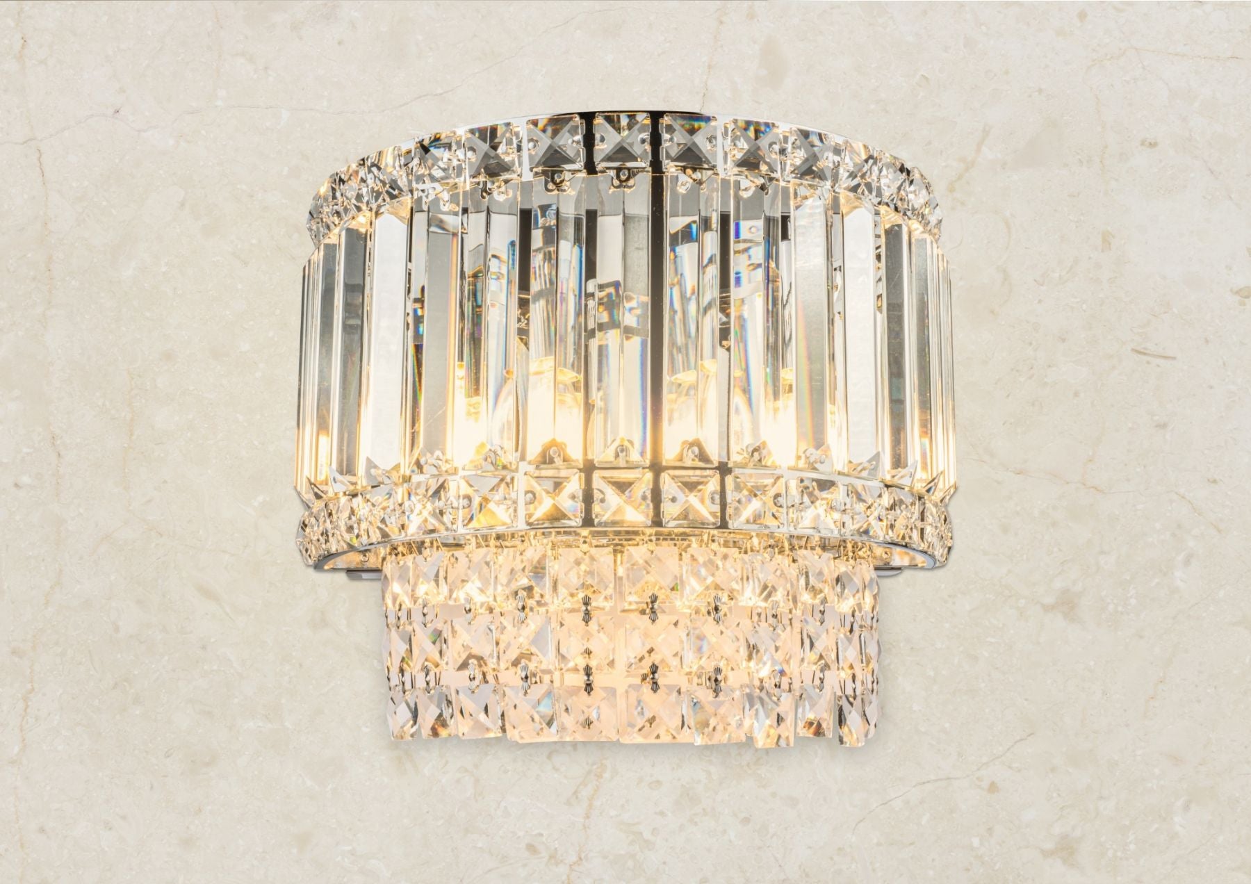 Elizabeth 3 Light Wall Light Antique Brass/Polished Chrome with Crystal