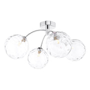 Dar Izzy 4Lt Semi Flush Ceiling Light -Polished Chrome & Clear Dimpled Glass Finish, IP20