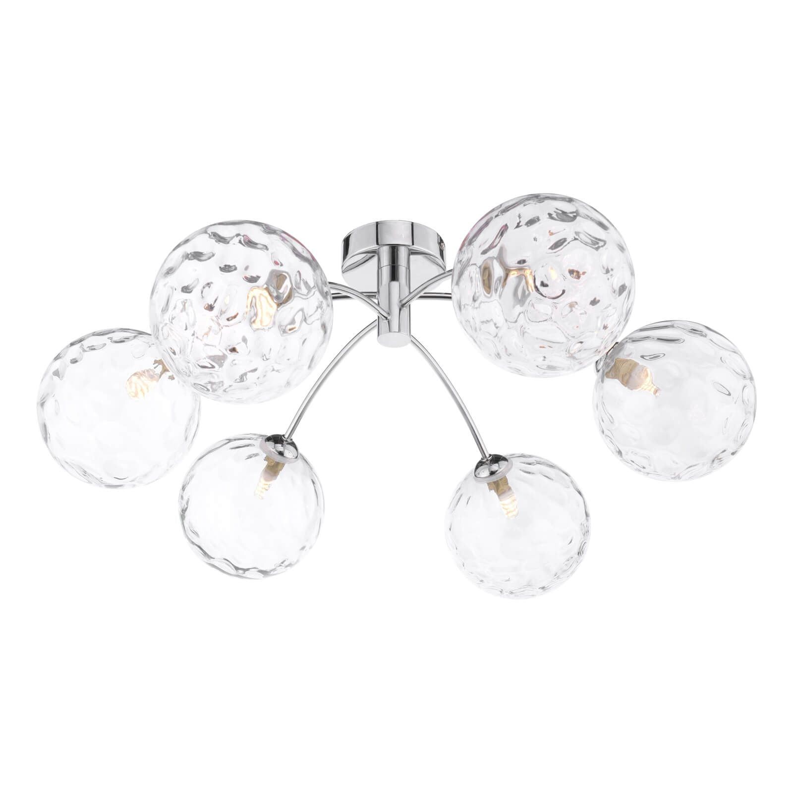Dar Izzy 6Lt Semi Flush Ceiling Light -Polished Chrome & Clear Dimpled Glass, IP20