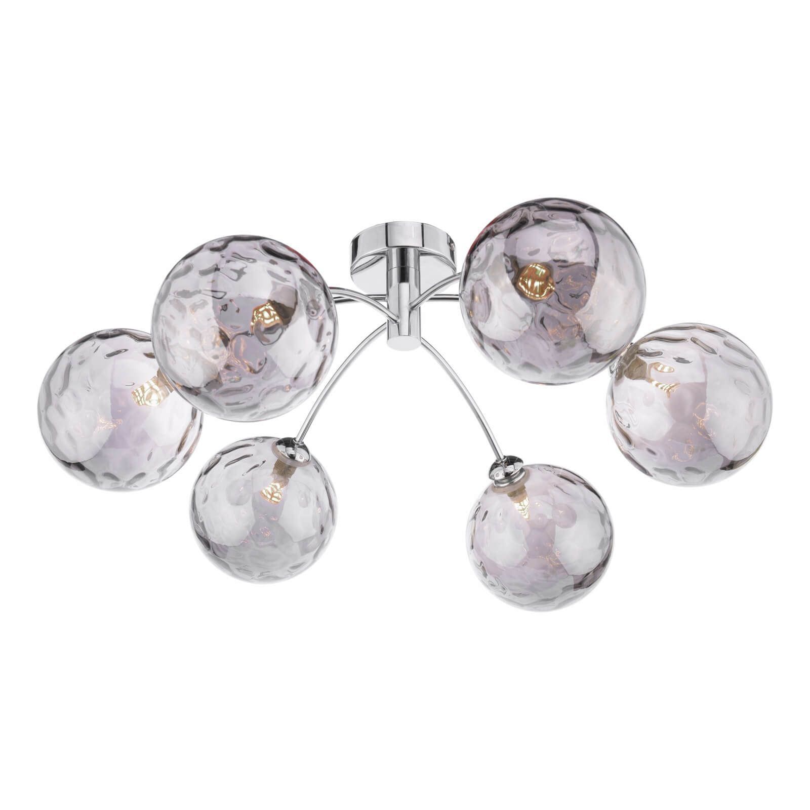 Dar Izzy 6Lt Semi Flush Ceiling Light -Polished Chrome & Smoked Dimpled Glass Finish, IP20