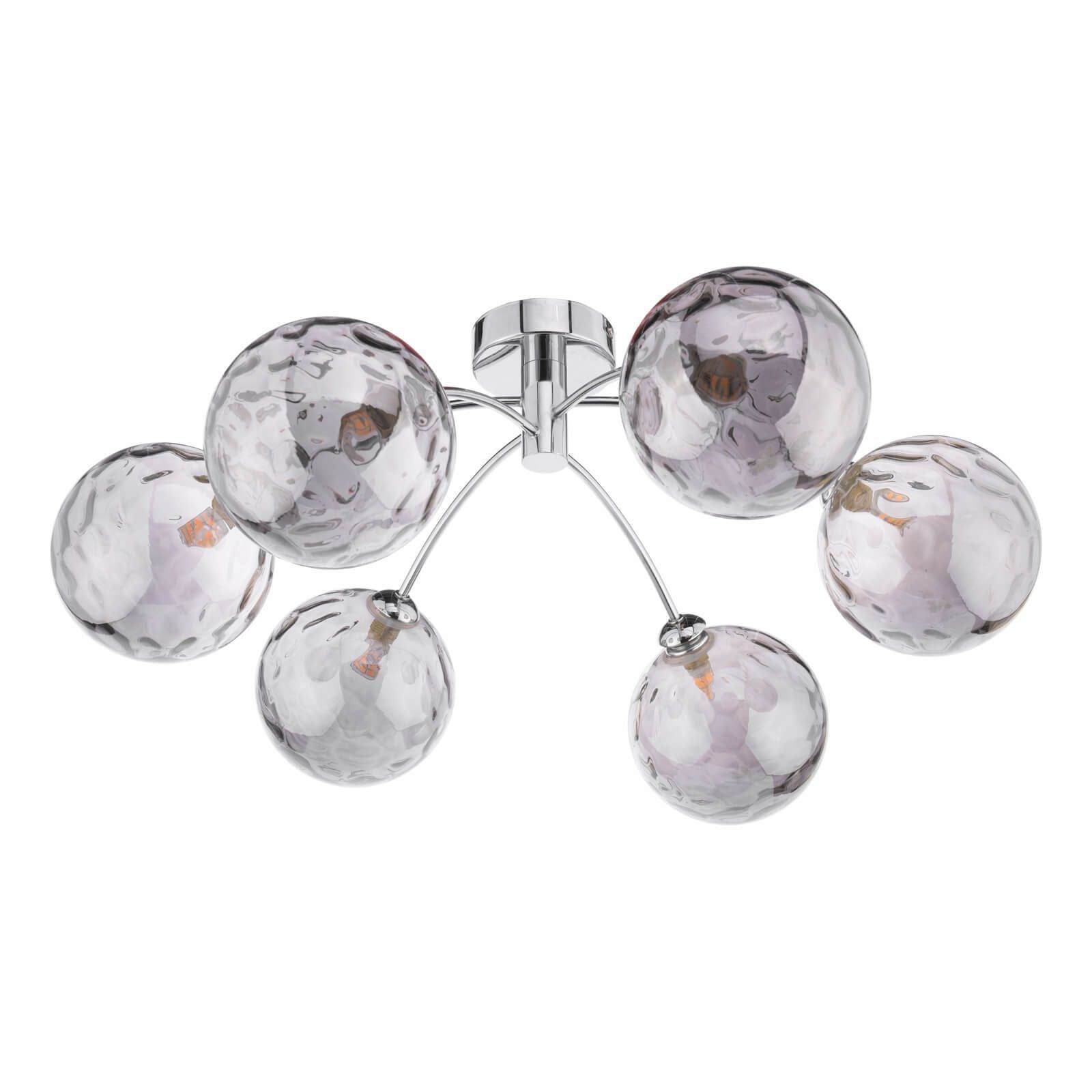 Dar Izzy 6Lt Semi Flush Ceiling Light -Polished Chrome & Smoked Dimpled Glass Finish, IP20