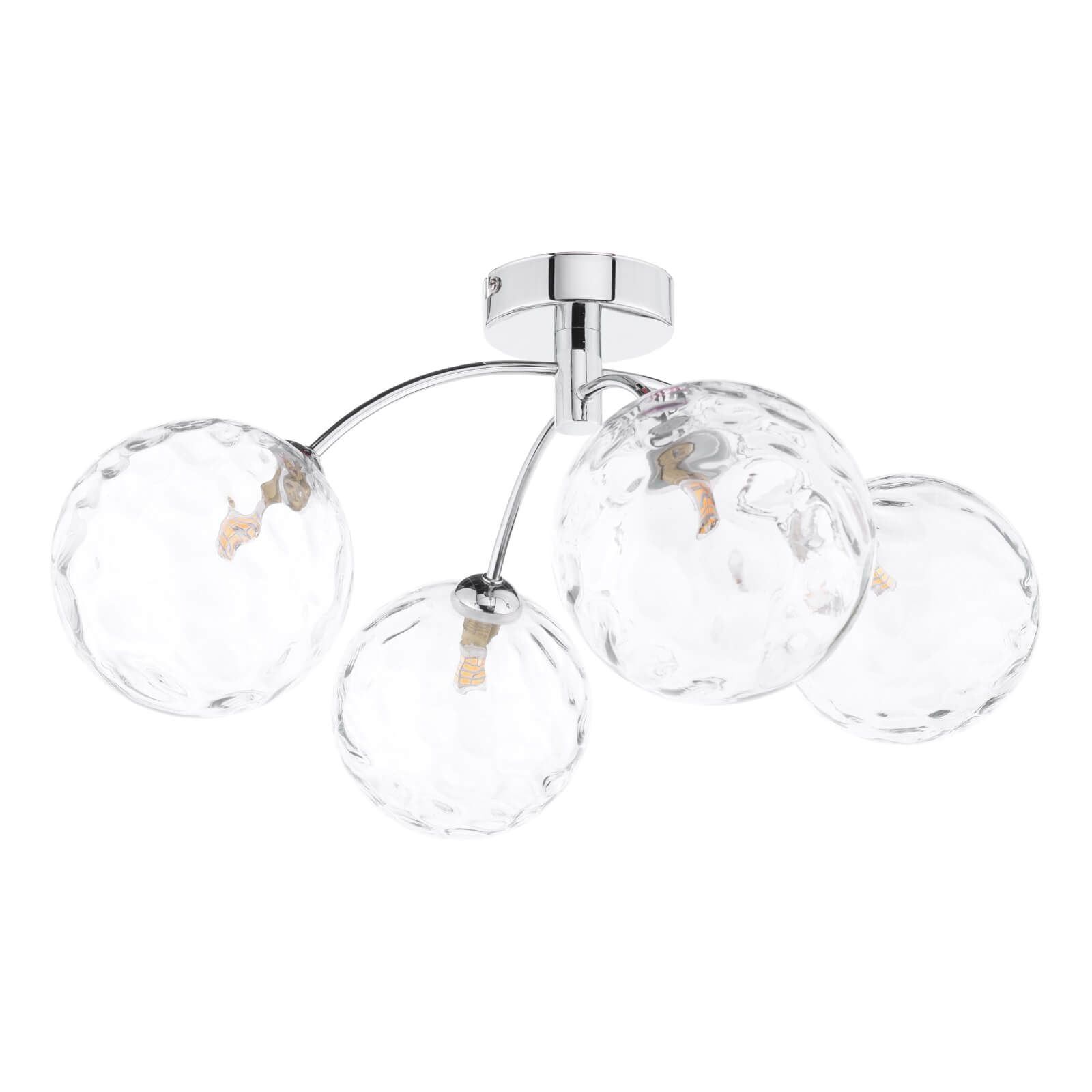 Dar Izzy 4Lt Semi Flush Ceiling Light -Polished Chrome & Clear Dimpled Glass Finish, IP20