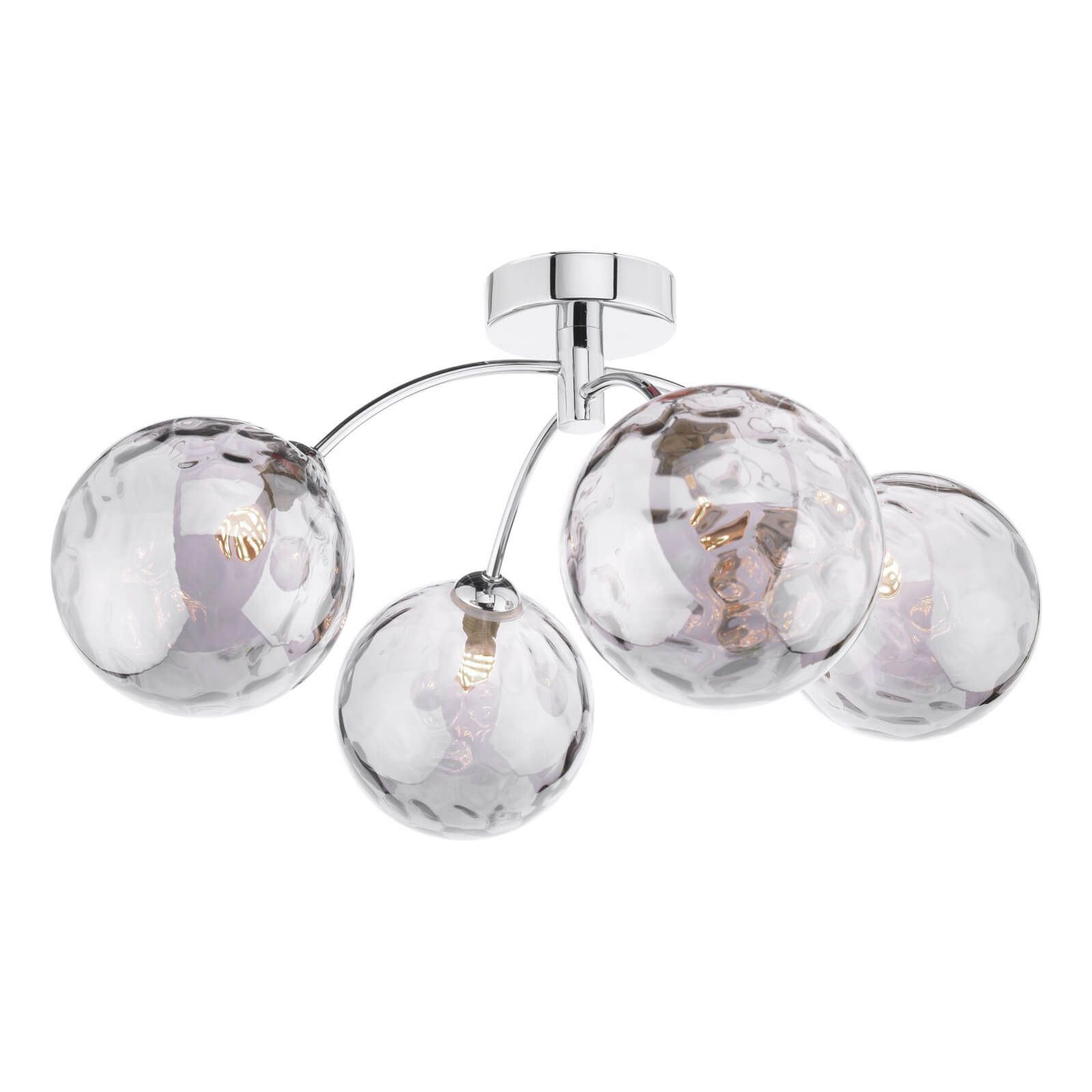 Dar Izzy 4Lt Semi Flush Ceiling Light -Polished Chrome & Smoked Dimpled Glass Finish, IP20