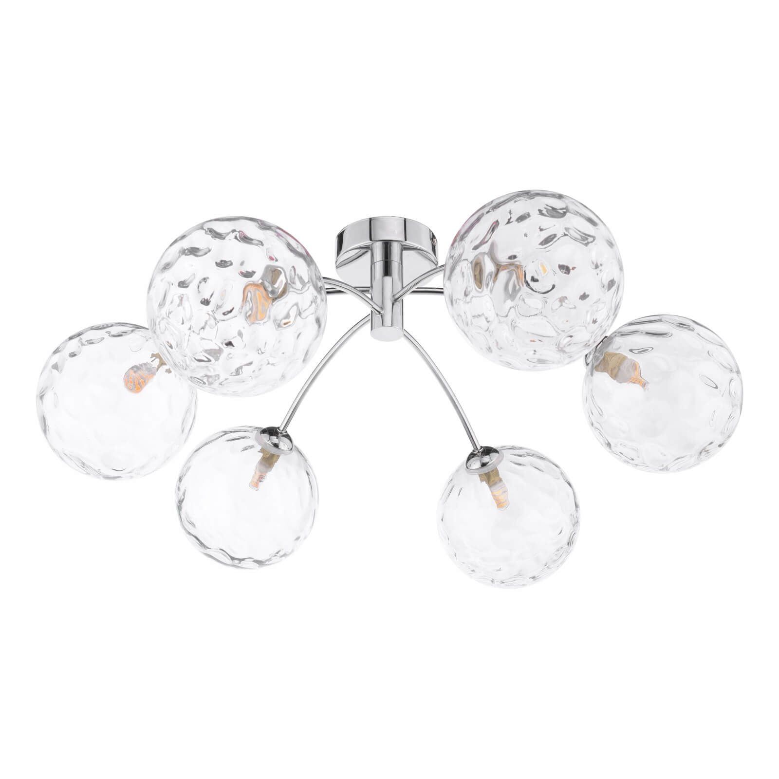 Dar Izzy 6Lt Semi Flush Ceiling Light -Polished Chrome & Clear Dimpled Glass, IP20