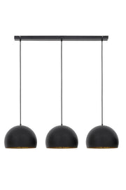Jaicey 3Lt Hanging Lamp - Matt Black & Gold Finish