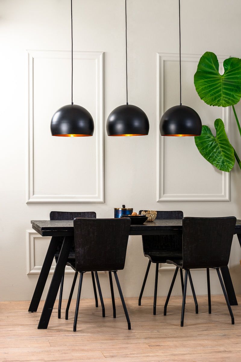 Jaicey 3Lt Hanging Lamp - Matt Black & Gold Finish
