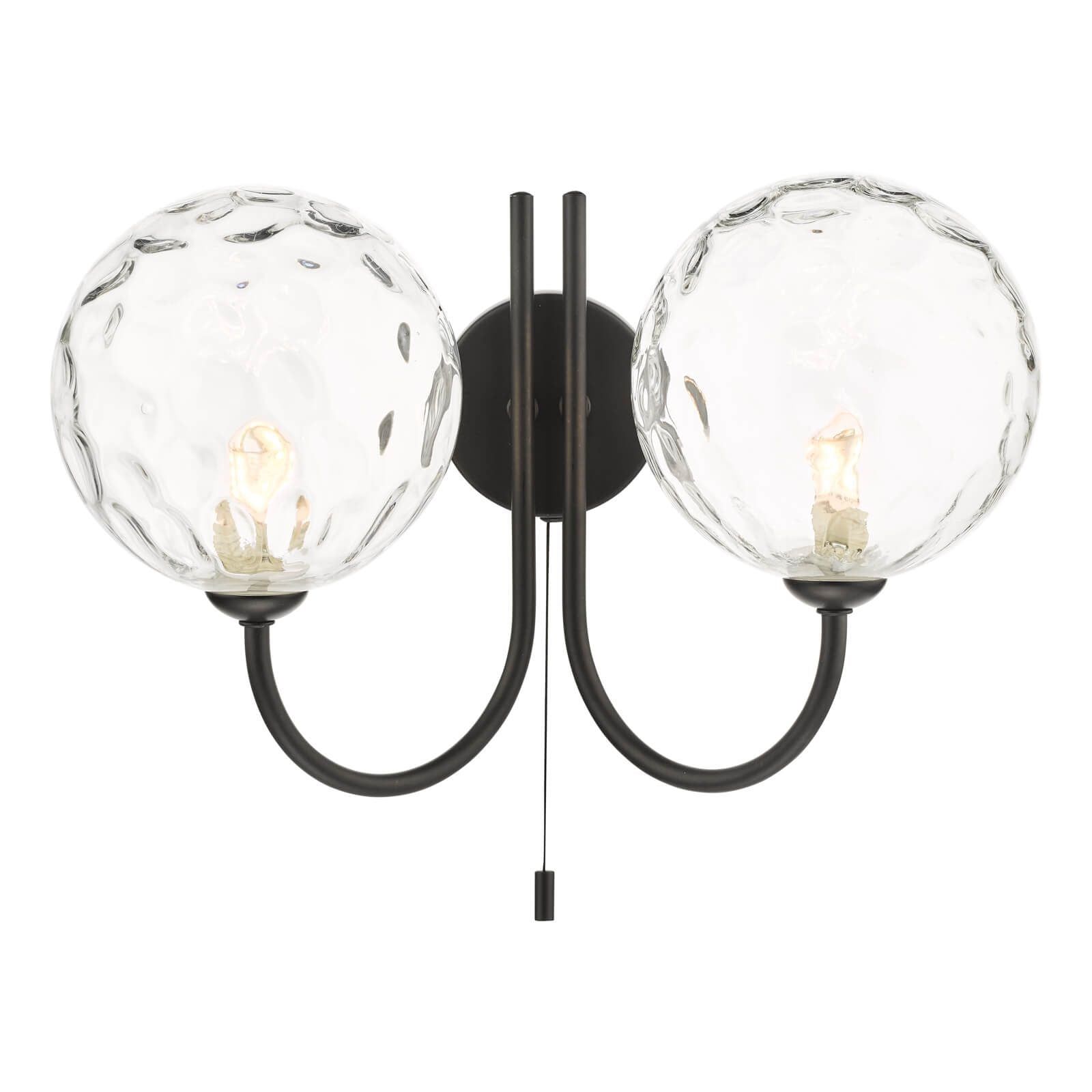 Jared 2 Light Wall Light Polished Gold Champagne/Matt Black Clear/Matt Black Smoked  Dimpled Glass