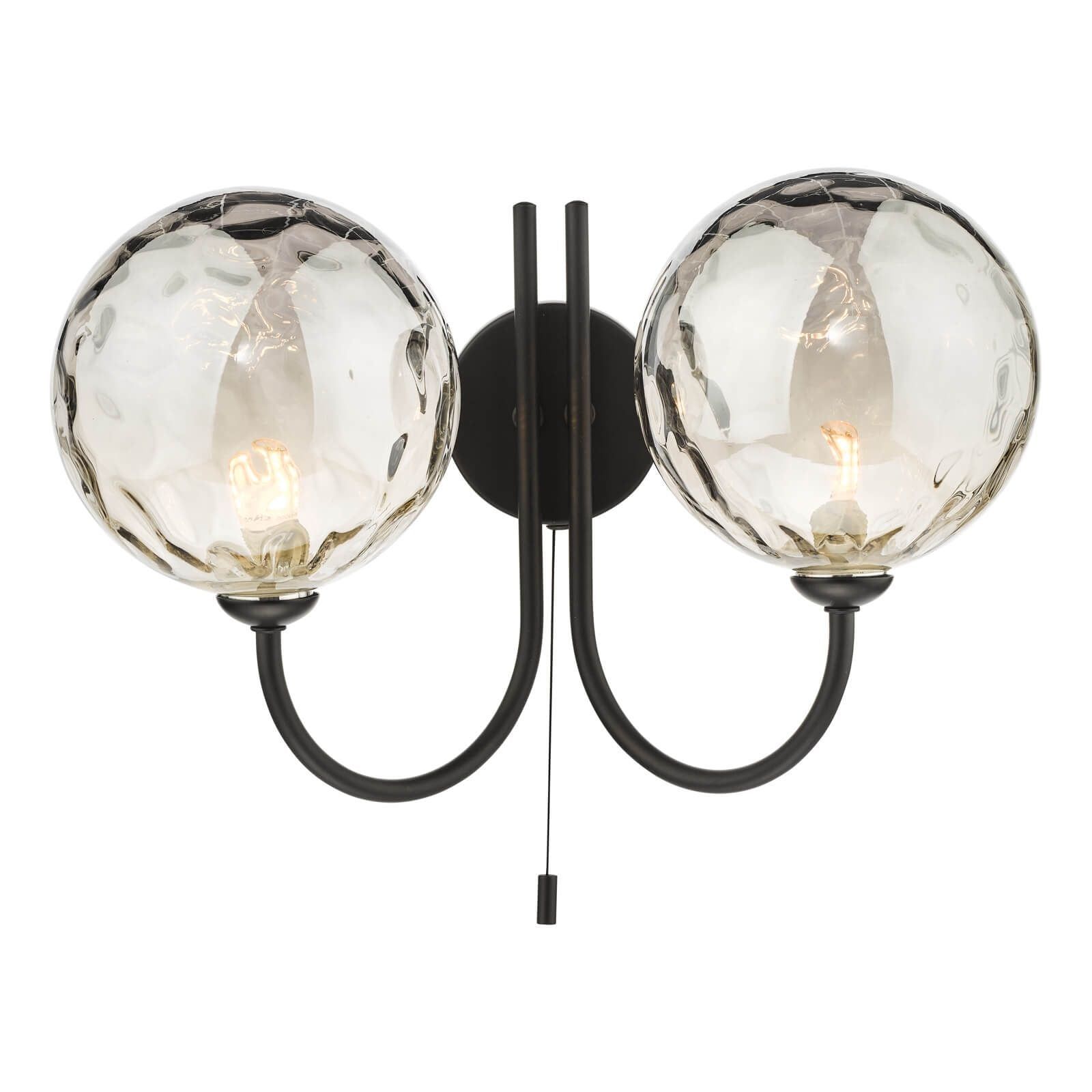 Jared 2 Light Wall Light Polished Gold Champagne/Matt Black Clear/Matt Black Smoked  Dimpled Glass