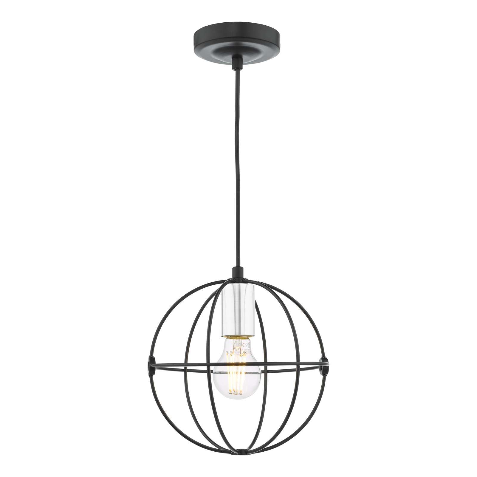 Javari 1 Light Pendant Matt Black & Polished Chrome